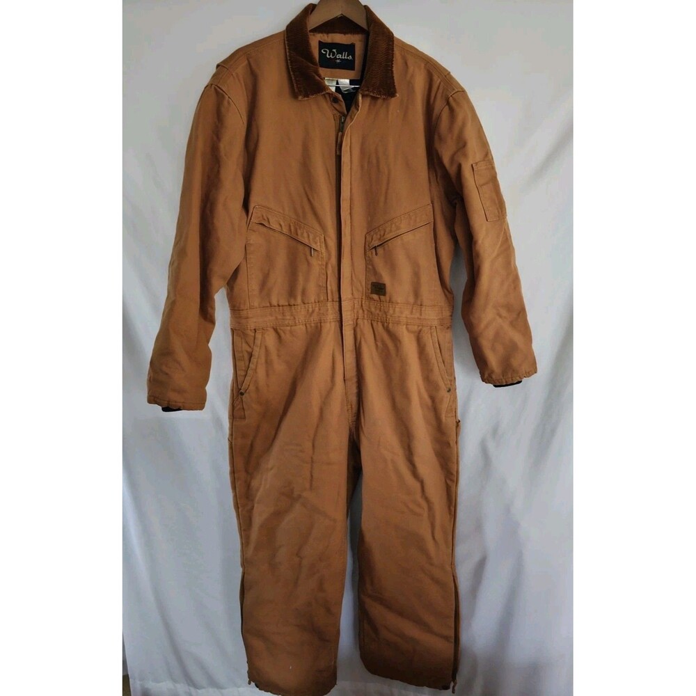 Walls Coveralls Mens Insulated Canvas Brown Size XL Reg Vintage